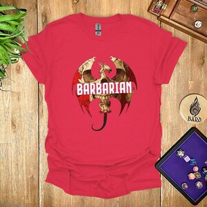 Barbarian Dragon Silhouette TShirt - DnD Shirt - Dungeons and Dragons Tee - DnD Barbarian T-Shirt - Gift for Dnd Player