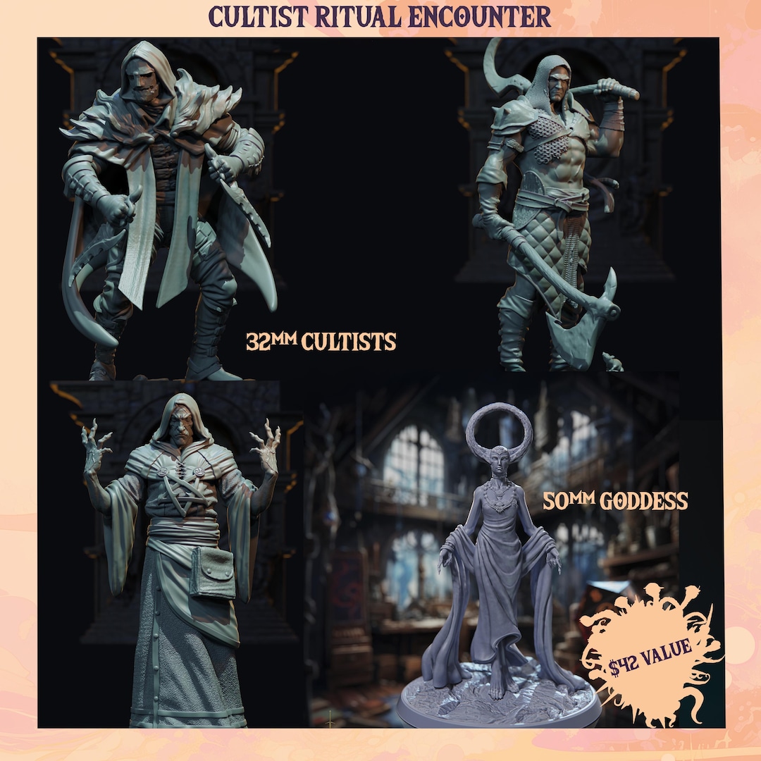 Cult Ritual Encounter Pack Cultist Miniatures Summoned Deity DND ...