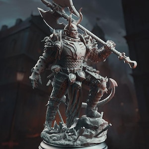 Dnd Demon Berserker Mini - Demonic Executioner - Devil Knight - Hell General - Barbarian of Orcus - Tiefling Warrior - Dnd Mini - 32mm