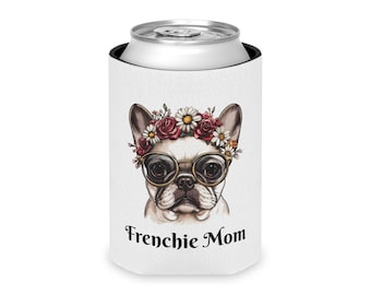 Funda para lata con diseño floral de bulldog francés / Funda para lata con diseño de bulldog francés