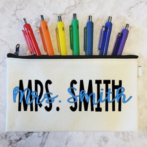 Teacher Pen Pouches // Personalized Name BLUE Pen Pouch