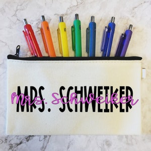 Teacher Pen Pouches // Personalized Name PINK Pen Pouch