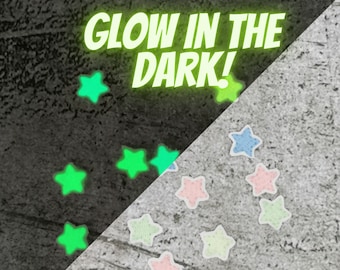 Mini Glow In The Dark Star Patch, by 1, by 5, by 10. Handmade, Super Laces. iron-on patch