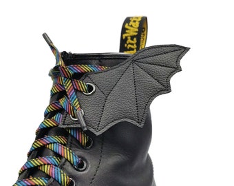 Bat Wings Faux Black Leather for shoes. Dr. Martens, Converse, Vans. Gift for everyone. Decoration, accessories, Roller Derby