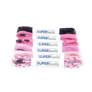 Super pink laces with pink fabric hearts. Laminated tips, Dr Martens, Converse, Vans, Mother's Day. 8 eyelet laces. image 5