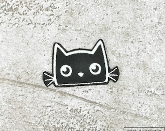 Black Cat patch, mini patch, Handmade iron-on patch, Super Laces