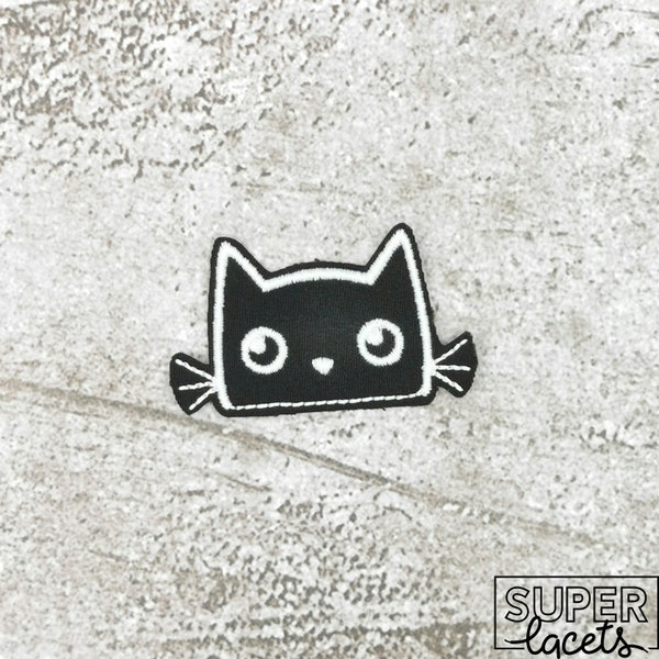 Patch Chat Noir, mini patch, Patch thermocollant fait à la mains, Super Lacets