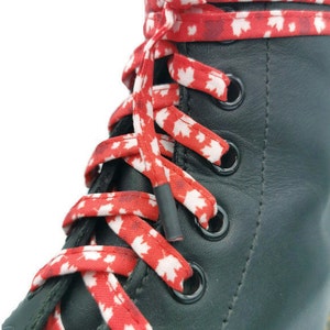 Ahorn-Schnürsenkel, Stoff-Schnürsenkel, rote Schnürsenkel, Quebec-Geschenk, Quebec, Kanada-Geschenk, Flagge, ausgefallene Schnürsenkel, Dr. Martens, Vans, Converse