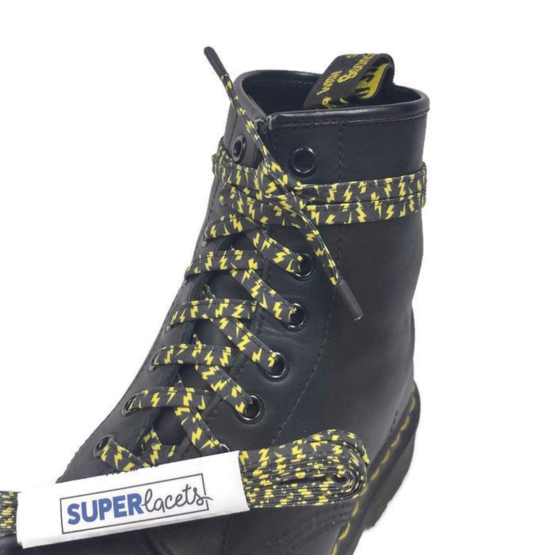 Super Lightning laces and lightning black and yellow | Etsy