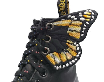 Butterfly wings for shoes, black and multicolored 1 . Dr Martens, Converse, Vans. Gift woman, child. Decoration, accessories, Roller