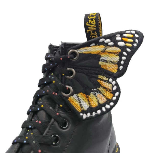 Schmetterlingsflügel für Schuhe, schwarz und mehrfarbig 1. Dr. Martens, Converse, Vans. Geschenk für Frau, Kind. Dekoration, Accessoires, Roller