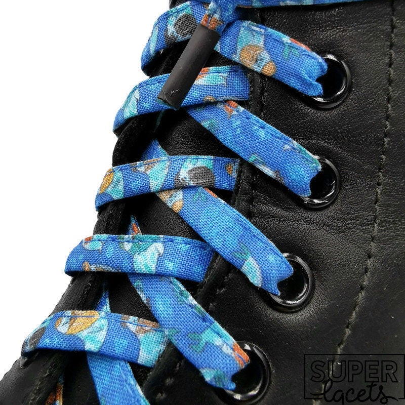 Super Morse Hipster Laces Blue Fabric Laces Handmade in Quebec