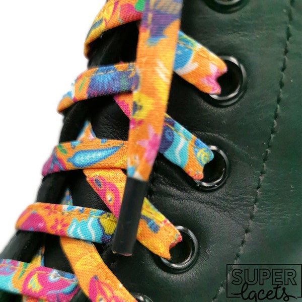 Super Koala and Australia fabric laces, handmade in Quebec. Plastic tips. Dr Martens, Converse, Manatee, Kangaroo