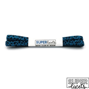 Super Leopard Teal laces in fabrics, handmade in Quebec. Plastic tips. Dr Martens, Converse, Vans, Gift, Punk image 6