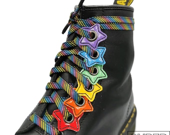 Stars for shoes, Charms, 29 colors, handmade. Super Laces, Roller Derby, Dr Martens, Vinyl
