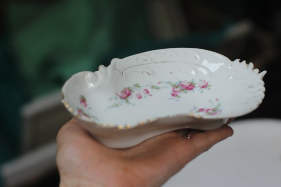 Vintage Floral Bavarian Tray Ring Dish Jewelry Di… - image 7