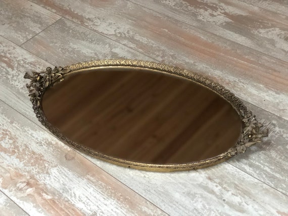 Antique Matson Birds Dogwood Mirror Tray Lace Vintage Birds Dogwood Mirror Tray Lace Vintage