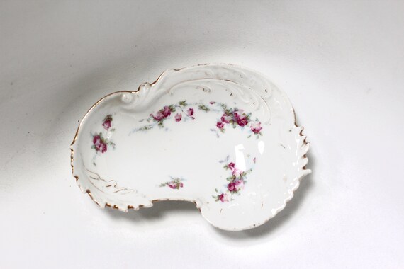 Vintage Floral Bavarian Tray Ring Dish Jewelry Di… - image 3