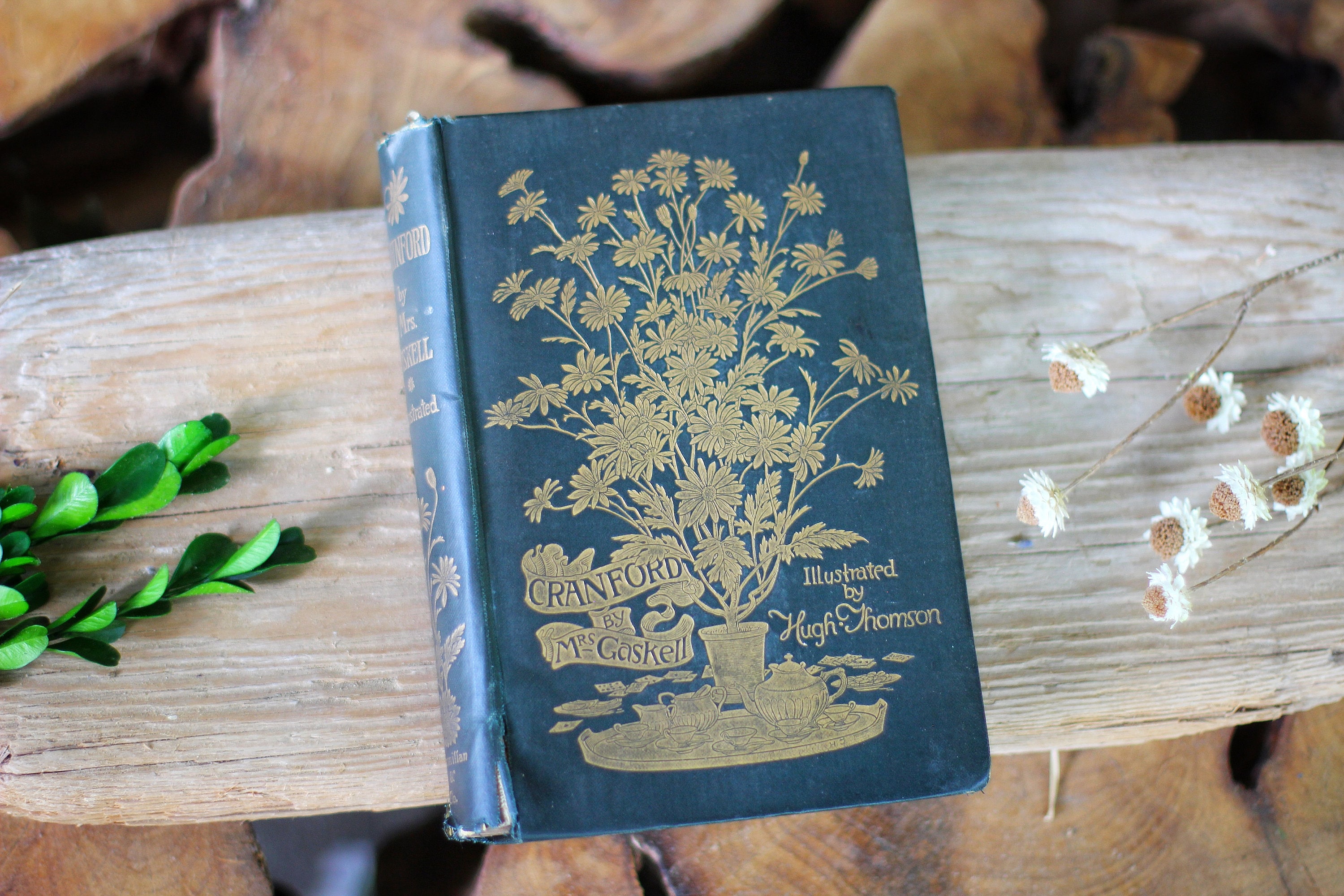Vintage Victorian Floral Leaves Green Gold Book Cranford Mrs Etsy