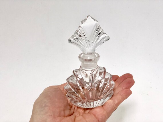 Crystal antique perfume bottle clear VINTAGE CRYSTAL PERFUME BOTTLE WITH