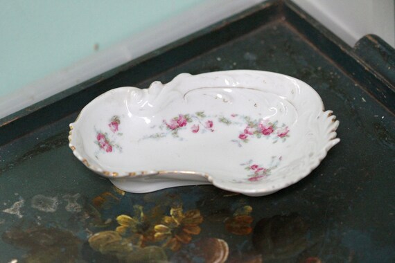 Vintage Floral Bavarian Tray Ring Dish Jewelry Di… - image 2