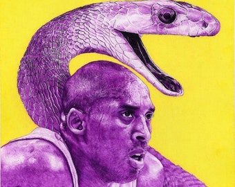 Kobe Bryant art print, framed art print, pencil drawing, Kobe Bryant canvas