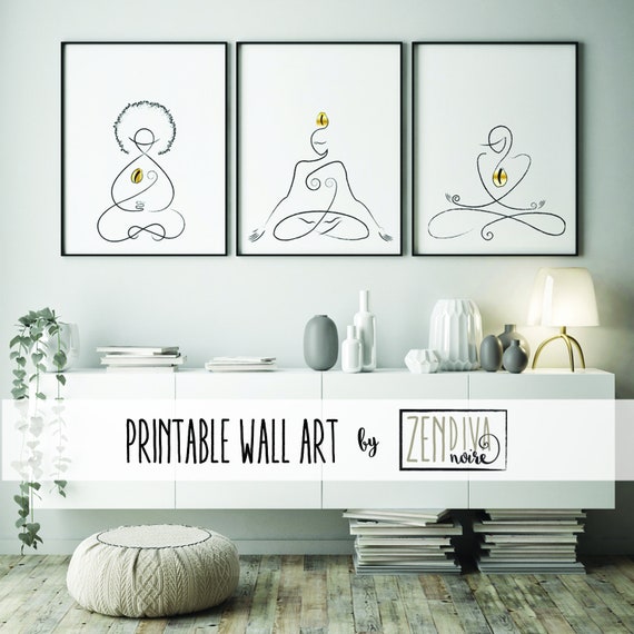 Yoga Wall Art Set of 3 Prints Zen 