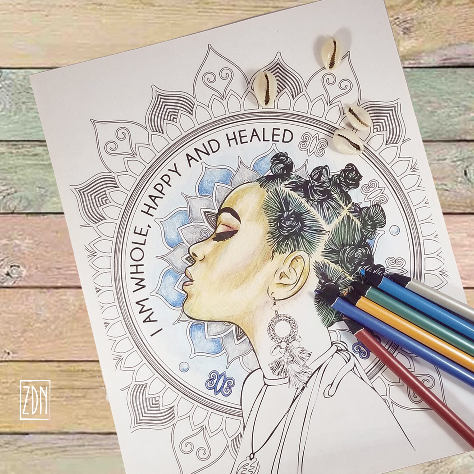 Download Black Woman Mandala Coloring Page Adult Instant Download Etsy