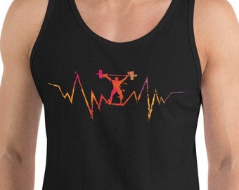 Weightlifing Heartbeat Tank Top Unisex - Funny Gym Quote - Weightlifiting T Shirt - Fitness Workout Tshirt - Training  Exercise Outworking