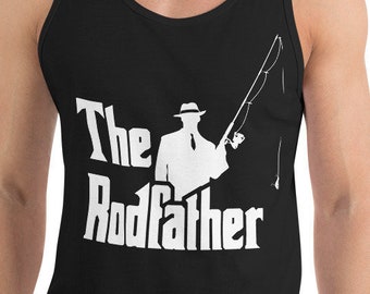 Das Rodfather Tank Top Unisex - Angeln T Shirt - Fischer Shirt - Lustiges Angeln - Geschenk für Papa - Vintage Angeln T Shirt - Vatertag