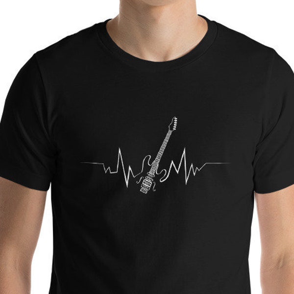 E-Gitarre Heatbeat Shirt Unisex - Gitarrist Geschenk - Jazz Gitarre Shirt - Gitarrist - Musiker Shirt - Rock Band Geschenk