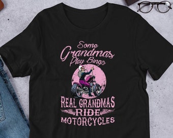 Real Grandmas Ride Motorcycles T-Shirt-  Cool Mama Tshirt - Vintage Motorbike Shirt - Funny Mom T Shirt - Biker Grandma Gift - Mothers Day