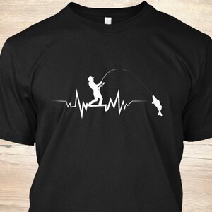 Fishing Heartbeat  T-Shirt - Fishing Shirt - Fisherman Gift - Funny Fishing Tshirt - Fly Fishing T Shirt - Bass Fishing - Father's day