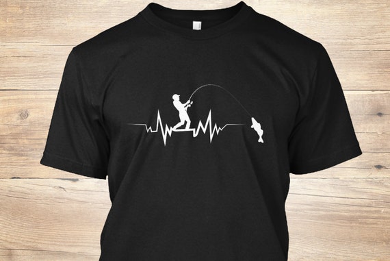 Fishing Heartbeat T-Shirt - Fishing Shirt - Fisherman Gift - Funny Fishing Tshirt - Fly Fishing T Shirt - Bass Fishing - Father's Day