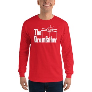 The Drumfather Long Sleeve Shirt Drummer LS Shirt Drums Tshirt Band Shirt Drum Long Sleeved Gift for Dad Music Shirt Funny Fath image 5