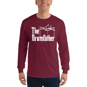 The Drumfather Long Sleeve Shirt Drummer LS Shirt Drums Tshirt Band Shirt Drum Long Sleeved Gift for Dad Music Shirt Funny Fath image 8