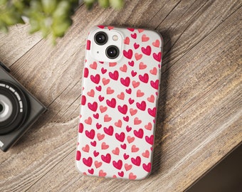 Hearts Flexi Case - Frosty Transparent Case - Iphone 15 Case - 14 13 12 11 Pro Max Plus - Floral Case - Tpu Case