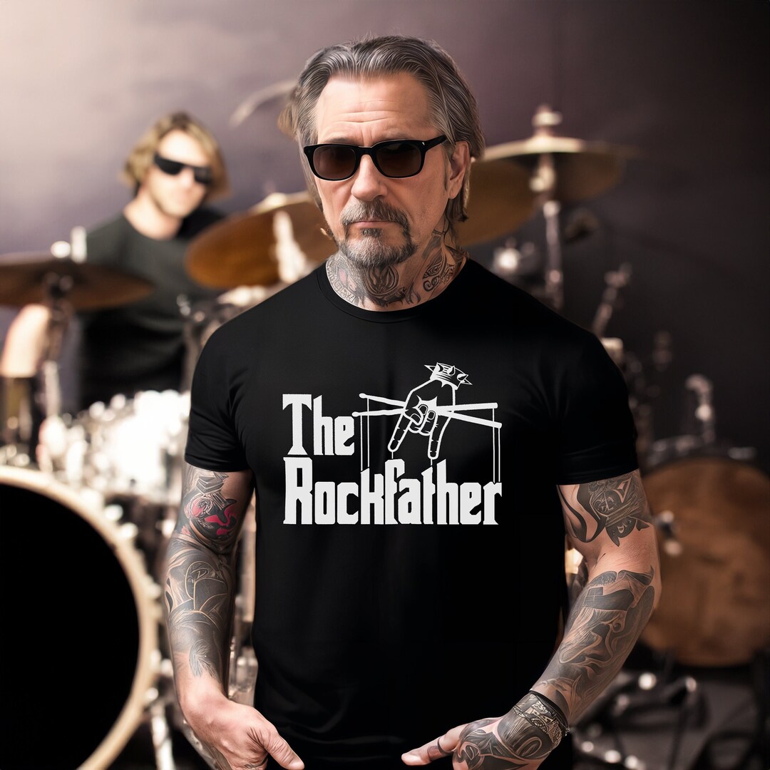 The Rockfather Tshirt for the True Rock Dad Drummer Shirt Rock Band