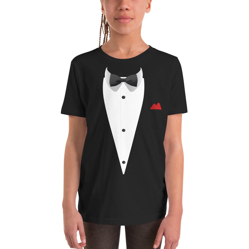 Tuxedo with Bowtie Unisex Kids T Shirt Kids Tuxedo Shirt Etsy