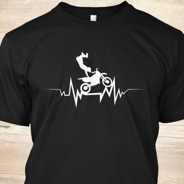 Motocross Biker Heartbeat Shirt - Motorcycle Lover - Motocross shirt - Dirt Bike TShirt - Dirtbike T-Shirt - Motocross Bike Shirt - Vintage