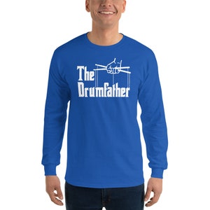 The Drumfather Long Sleeve Shirt Drummer LS Shirt Drums Tshirt Band Shirt Drum Long Sleeved Gift for Dad Music Shirt Funny Fath image 4
