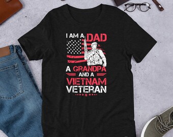 Vietnam Veteran Shirt, Veteran Soldier Shirt, Army Veteran tshirt, Military Dad Shirt, Grandpa Military T-shirt, USA Flag Patriotic Shirt