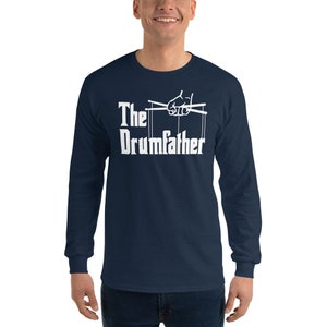 The Drumfather Long Sleeve Shirt Drummer LS Shirt Drums Tshirt Band Shirt Drum Long Sleeved Gift for Dad Music Shirt Funny Fath image 6