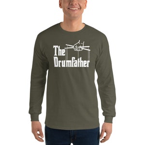 The Drumfather Long Sleeve Shirt Drummer LS Shirt Drums Tshirt Band Shirt Drum Long Sleeved Gift for Dad Music Shirt Funny Fath image 3