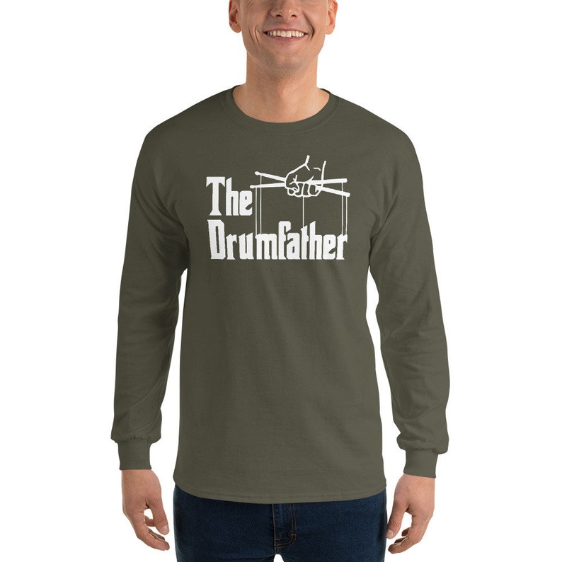 The Drumfather Long Sleeve Shirt Drummer LS Shirt Drums Tshirt Band Shirt Drum Long Sleeved Gift for Dad Music Shirt Funny Fath image 3