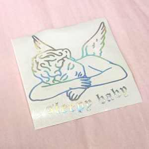 Sleepy Baby Cherub Angel Vinyl Decal Bumper Sticker for Car Window