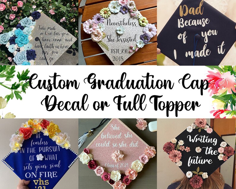 Custom Graduation Cap, Custom Graduation Cap Topper, Personalized Graduation Cap image 1