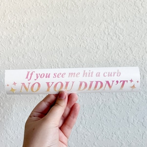 If You See Me Hit A Curb No You Didn't ® Cute Vinyl Decal, Funny Car Decal, Car Window Sticker, Bumper Sticker