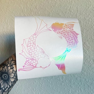 Koi Fish Yin and Yang Vinyl Decal, Car Window Sticker, Bumper Sticker