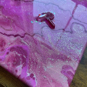 pink quartz resin painting